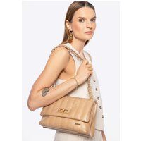 Wittchen Damen-Umhängetasche aus Öko-Leder, zwei Fächer, klein, beige