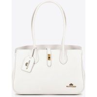Wittchen Damen-Shopper-Tasche aus Leder mit Quaste, Cremeweiß, Echtleder