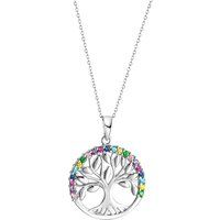 Zeeme Silber Halskette Silber 925 rhodiniert mit Lebensbaum-Motiv und Zirkonia-Steinen