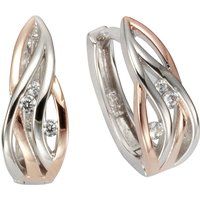 Zeeme Silber Ohrringe Silber 925 zweifarbig 6x Zirkonia weiß