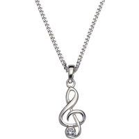 Zeeme Silber Halskette Silber 925 rhodiniert Notenschlüssel mit Zirkonia weiß