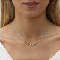 Zeeme Silber Halskette Silber 925 rhodiniert mit bunten Zirkonia-Steinen