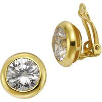 Zeeme Silber Ohrclip Silber 925 vergoldet mit Zirkonia weiß