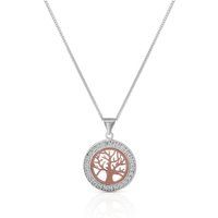 Zeeme Silber Halskette Silber 925 zweifarbig mit Lebensbaum-Motiv