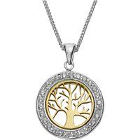 Zeeme Silber Halskette Silber 925 zweifarbig mit Lebensbaum-Motiv