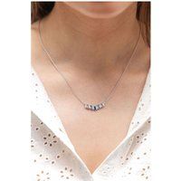 Zeeme Silber Halskette Silber 925 rhodiniert mit Zirkonia blau und weiß