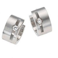 Zeeme Stainless Steel Ohrringe Edelstahl mit weißem Zirkonia 13mm Durchmesser
