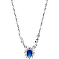 Zeeme Silber Halskette Silber 925 rhodiniert mit Zirkonia blau und weiß