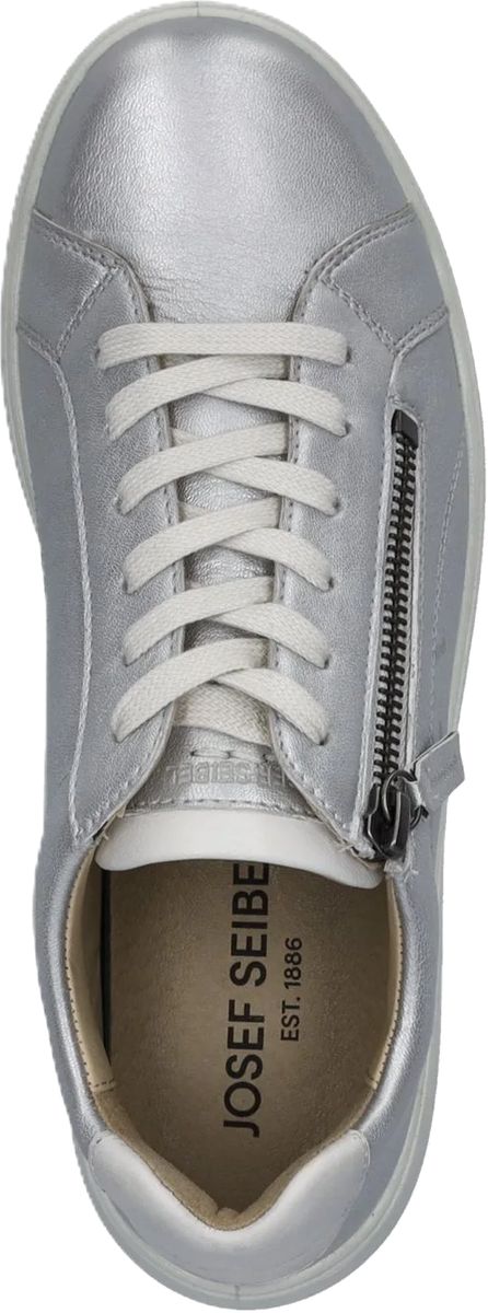 Silberner Leder-Sneaker mit Reißverschlussdetail