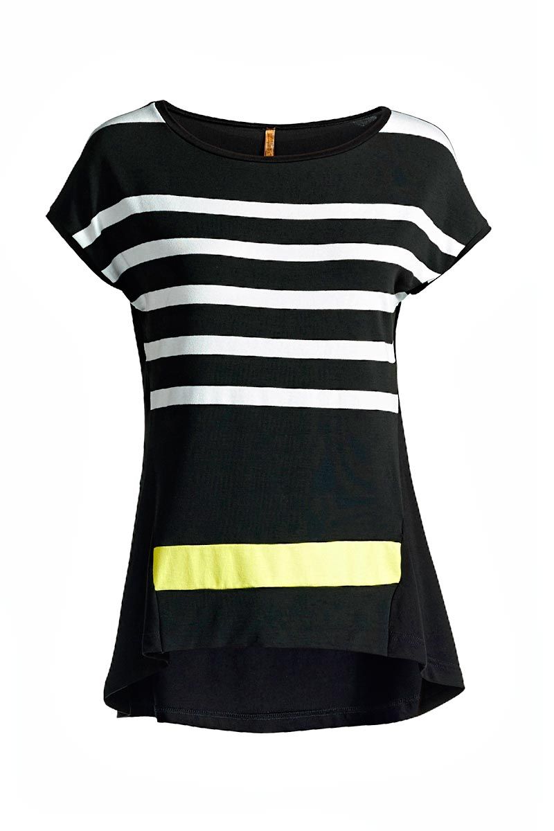 Gestreiftes ärmelloses Top in Schwarz