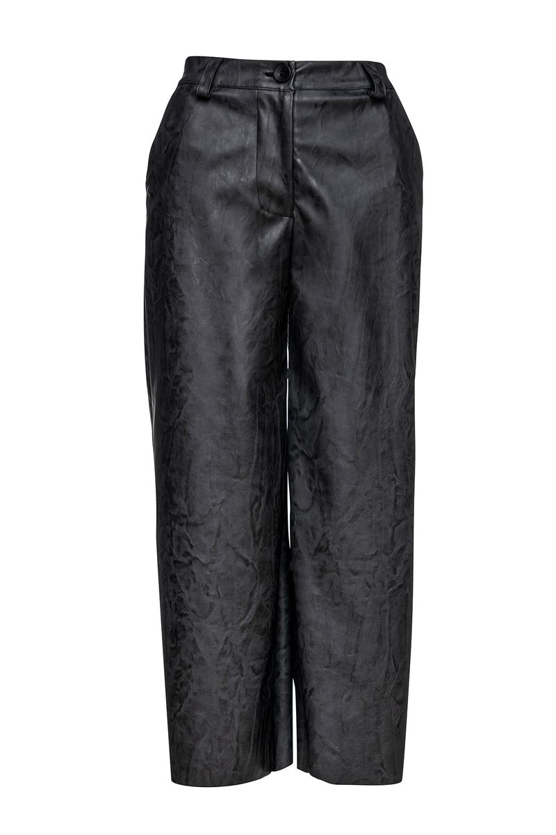 Dunkelgraue Culottes aus Kunstleder
