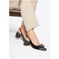 Wittchen Damen-Pumps aus Leder mit Blockabsatz, Schwarz, Naturleder