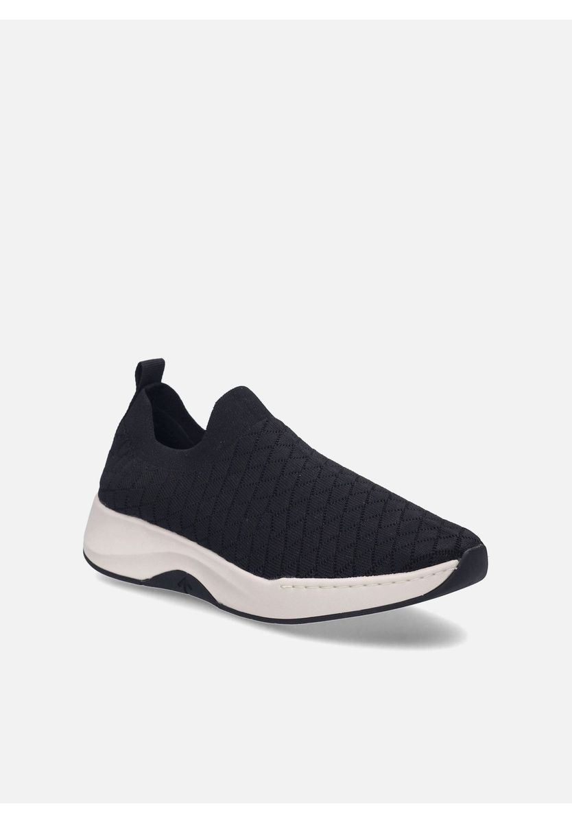 Bequemer, schwarzer Strick-Slip-On Sneaker