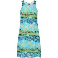 Ärmelloses Sommerkleid – mehrfarbiger Blumendruck, transparenter Nylonüberzug, vollständig mit Baumwolle gefüttert