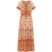 usha Maxikleid mit Allover-Print Damen Orange Mehrfarbig