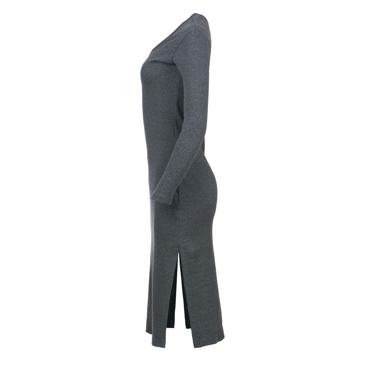 Geripptes Midikleid aus Baumwollmix