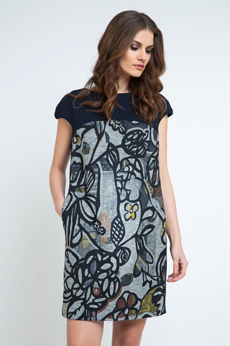 Geblümtes Sackkleid mit Taschen