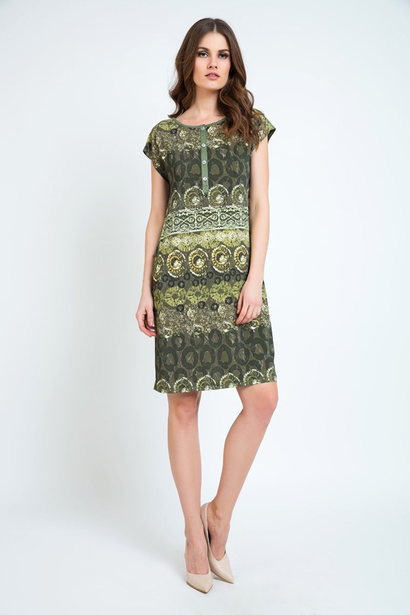 Kleid mit Knopfdetail und Druckmuster