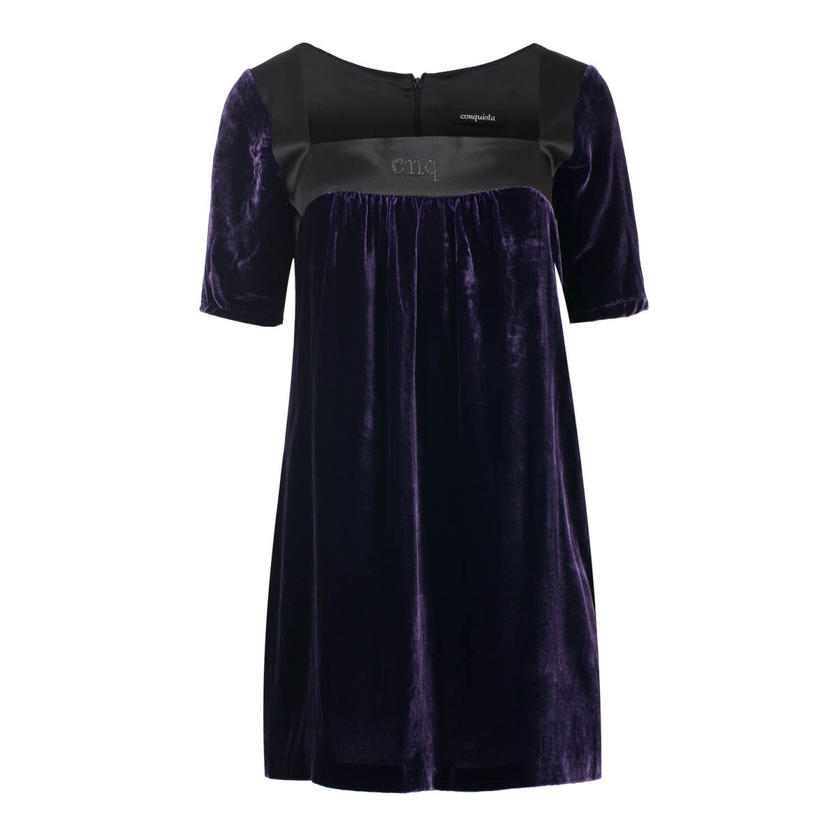 Kurzärmeliges Empire-Kleid aus Seiden-Viskose-Samt