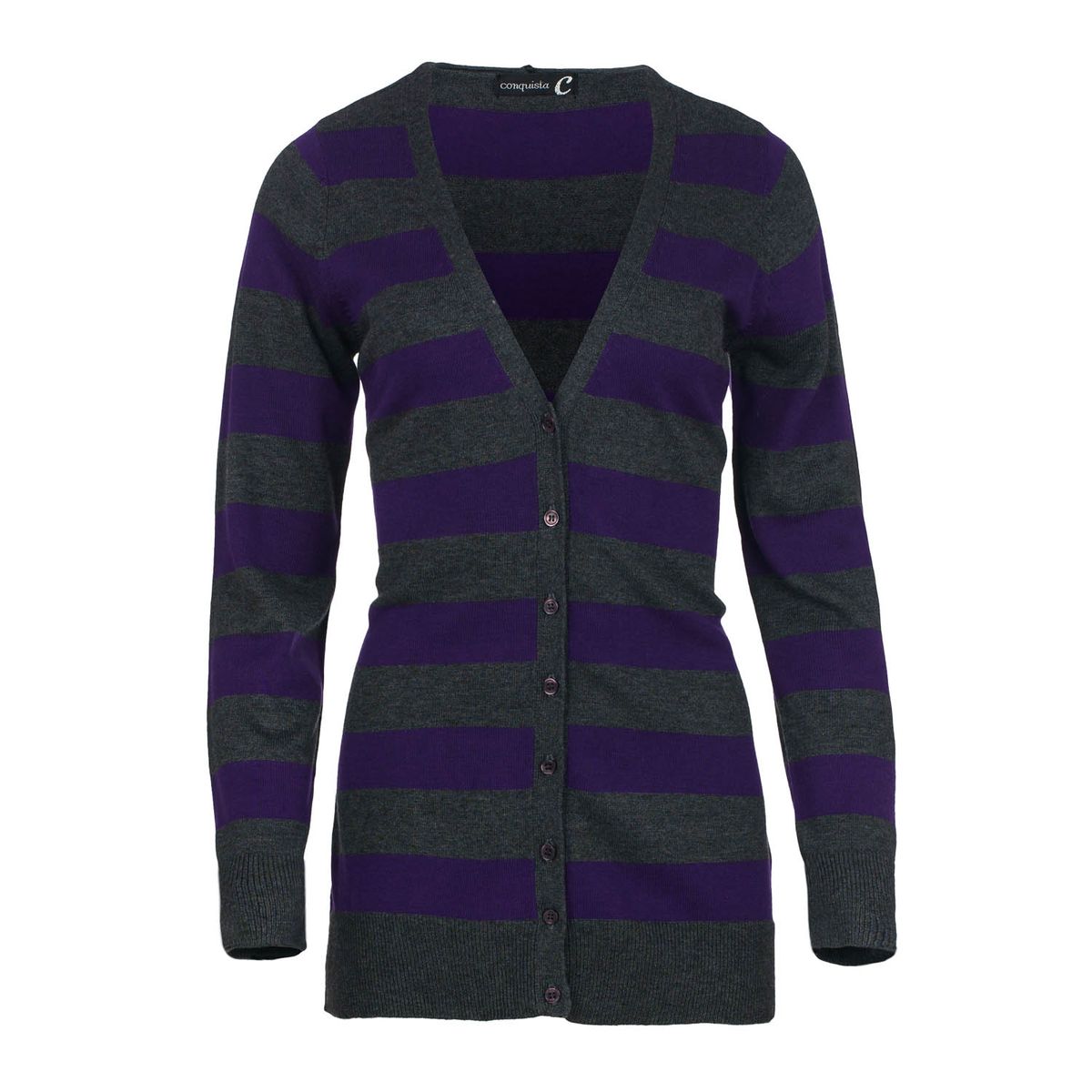Gestreifte Strickjacke aus Wollmischung