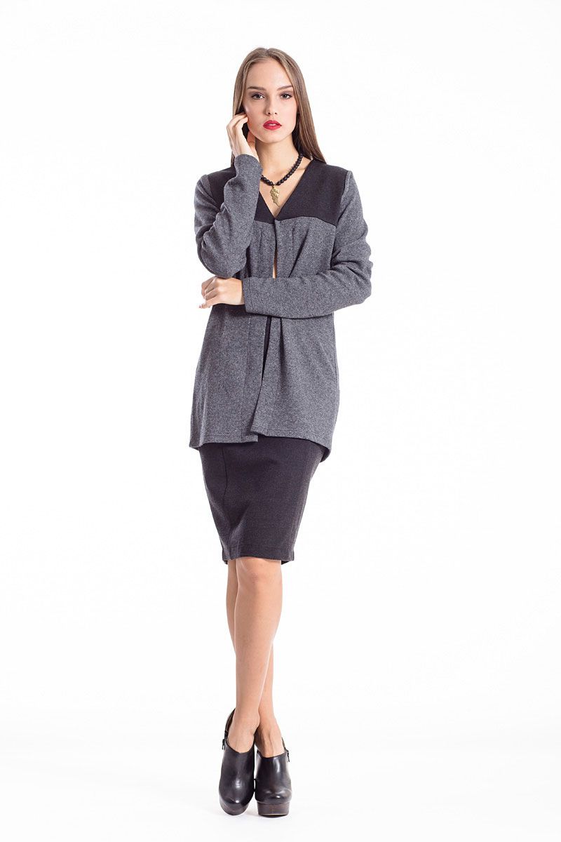 Wollmischung Block Farbe Strickjacke anthrazit