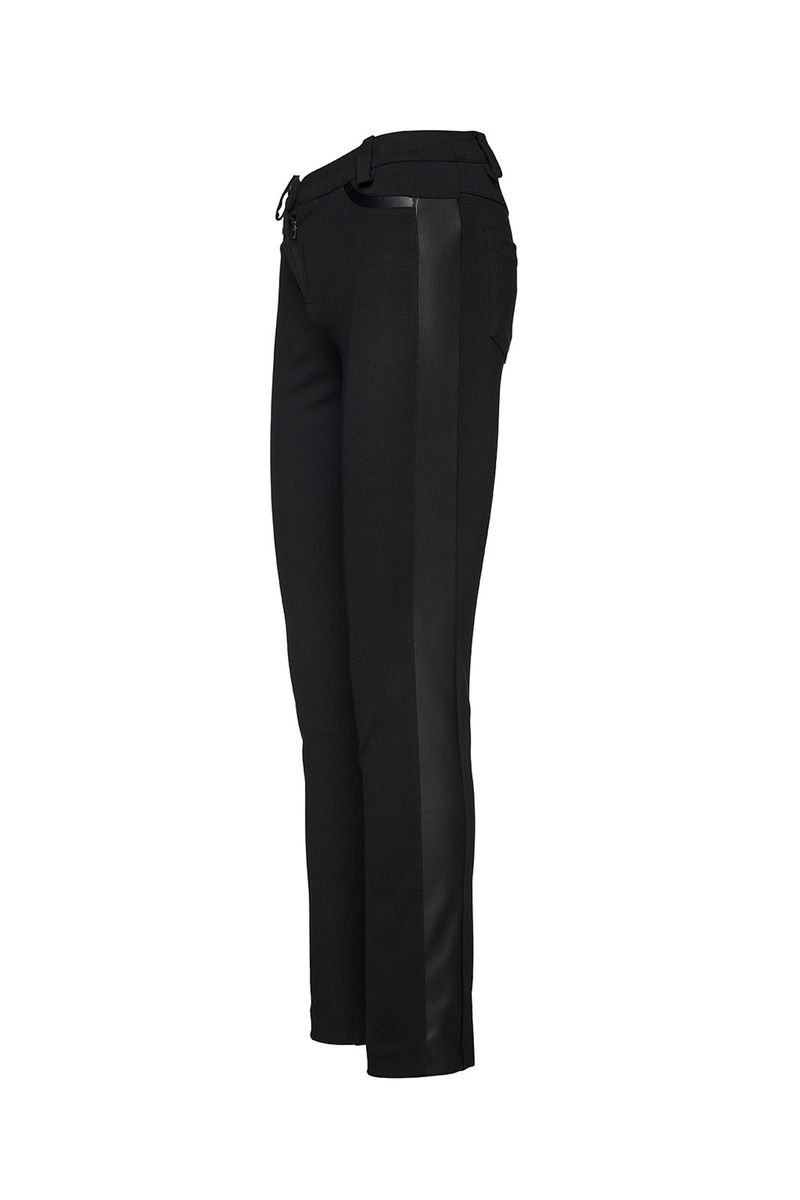 Schwarze, taillierte Jeggings mit Kunstlederdetails
