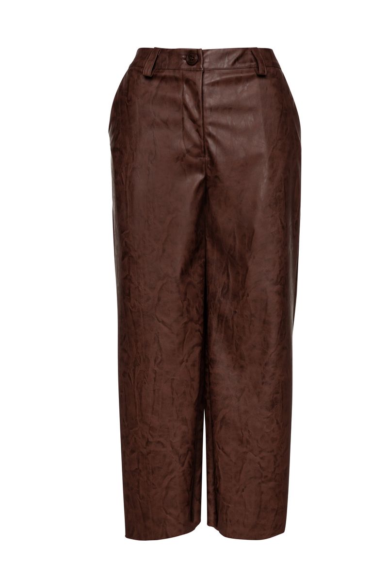 Schokoladenbraune Culottes aus Kunstleder