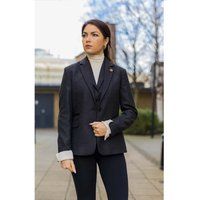 Damen Schwarz Fischgrätenmuster Tweed Blazer Weste Wolle 2 Stück Set