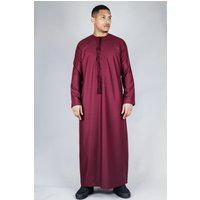 Herren Rote Thobe Emirati Islamische Jubba Robe Eid Quaste Slim Fit