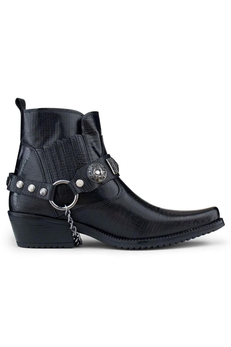 Winklepicker Western-Gothic-Stiefel für Herren aus schwarzem Leder