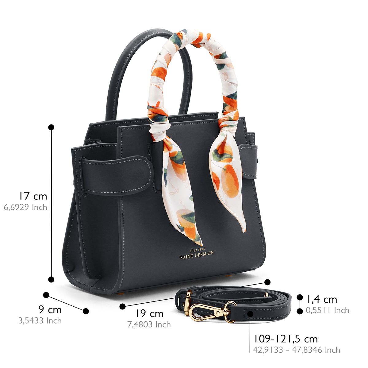 Elegante Leder-Henkeltasche mit Schal