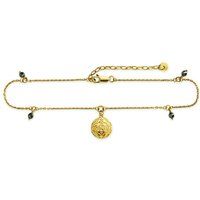 cai Fußkette 925/- Sterling Silber vergoldet Hematit Münze