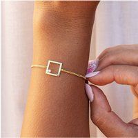 cai Armband 925 Sterling Silber gelb vergoldet Rechteck Zirkonia