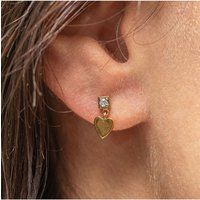 cai Ohrstecker 925/- Sterling Silber vergoldet Zirkonia Herz