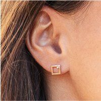 cai Ohrstecker 925 Sterling Silber rosé vergoldet Rechteck Zirkonia