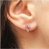 cai Ohrstecker 925/- Sterling Silber rhodiniert Zirkonia Herz
