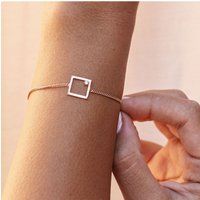 cai Armband 925 Sterling Silber rosé vergoldet Rechteck Zirkonia