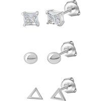 Celesta Silber Ohrstecker Set 925 Sterling Silber rhodiniert Zirkonia
