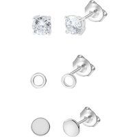Celesta Silber Ohrstecker Set 925 Sterling Silber rhodiniert Zirkonia