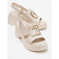 Lucia Leder Schnalle Plateau Sandale