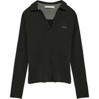 Poloshirt Pia schwarz ohne Knöpfe mit gummiertem Polo Club-Logo