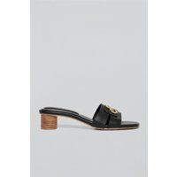 Mules mit Absatz Giorgia schwarz mit Metallic-Detail
