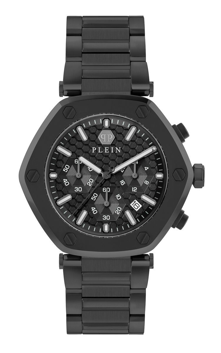 Philipp Plein The Hexagon Chrono Herren schwarze Uhr PWZBA0623
