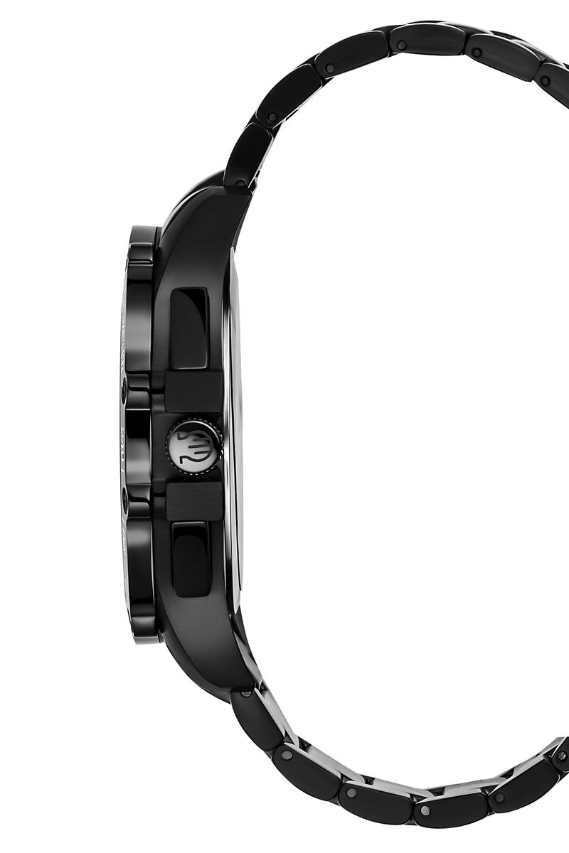 Moderne schwarze Chronographen-Armbanduhr