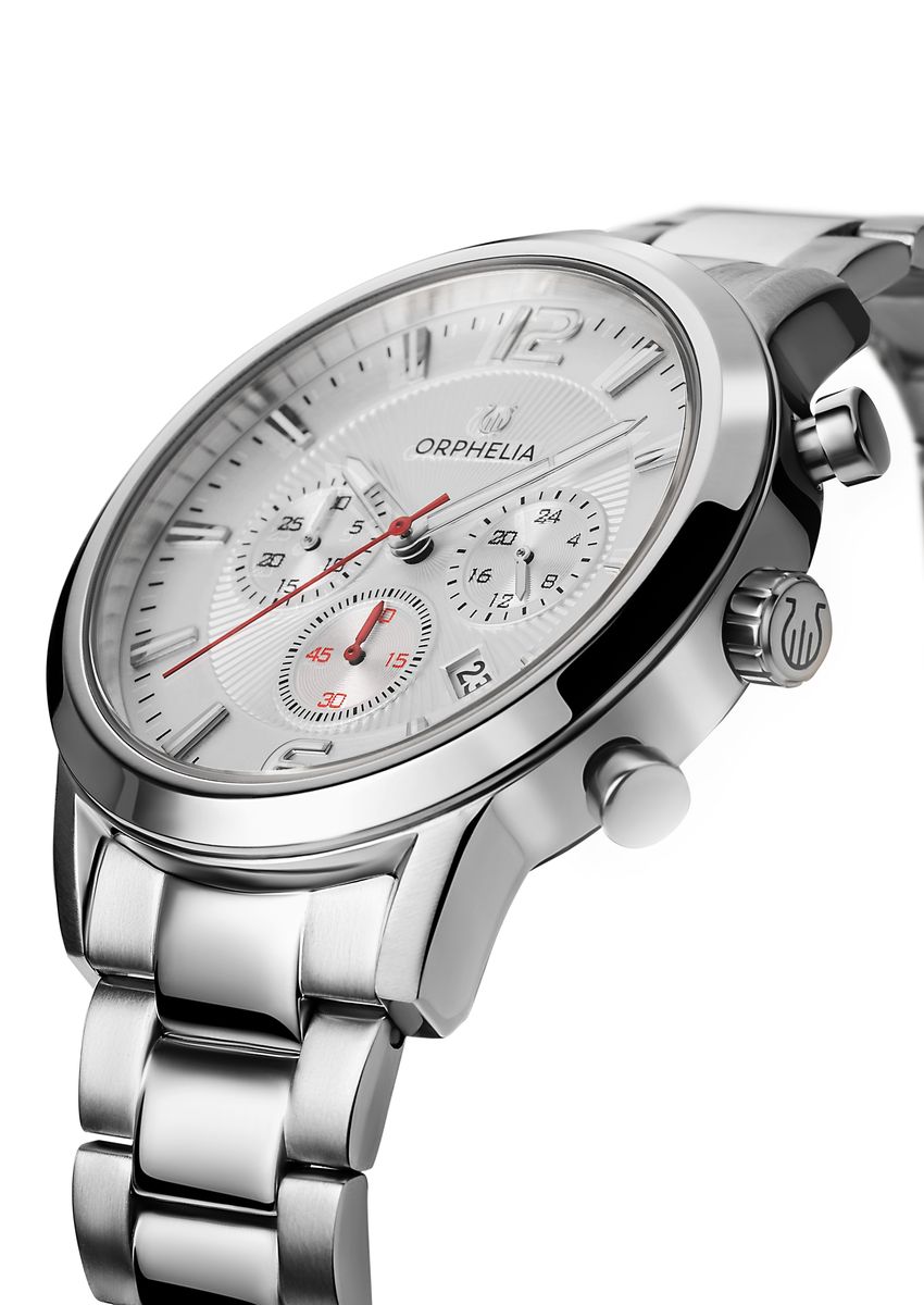 Klassische Silberne Chronograph Armbanduhr