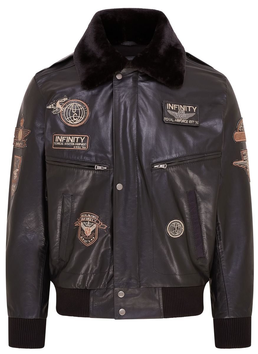 Bomberjacke der US Air Force aus schwarzem Leder für Herren – Lieksa