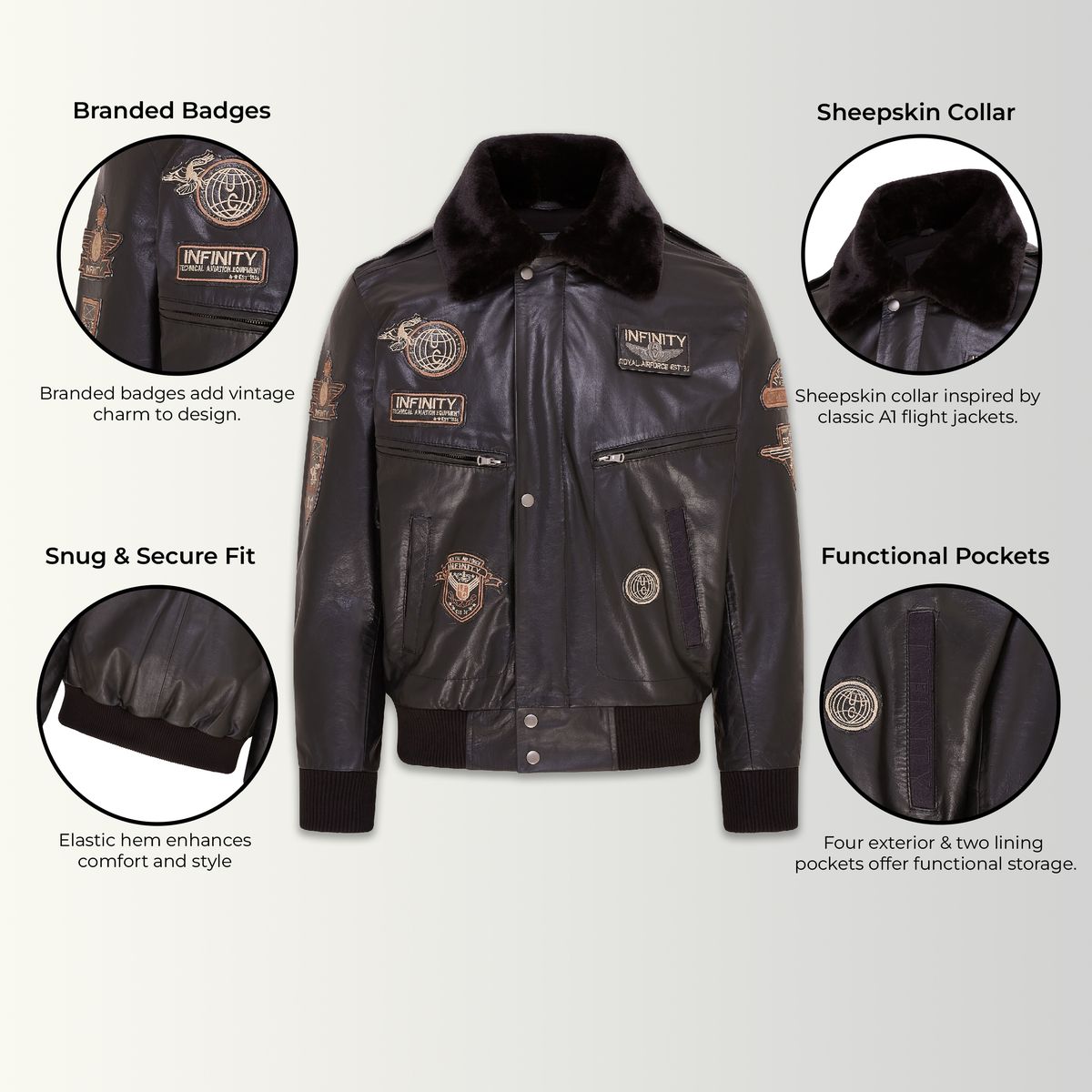 Vintage Militär Fliegerjacke aus Leder