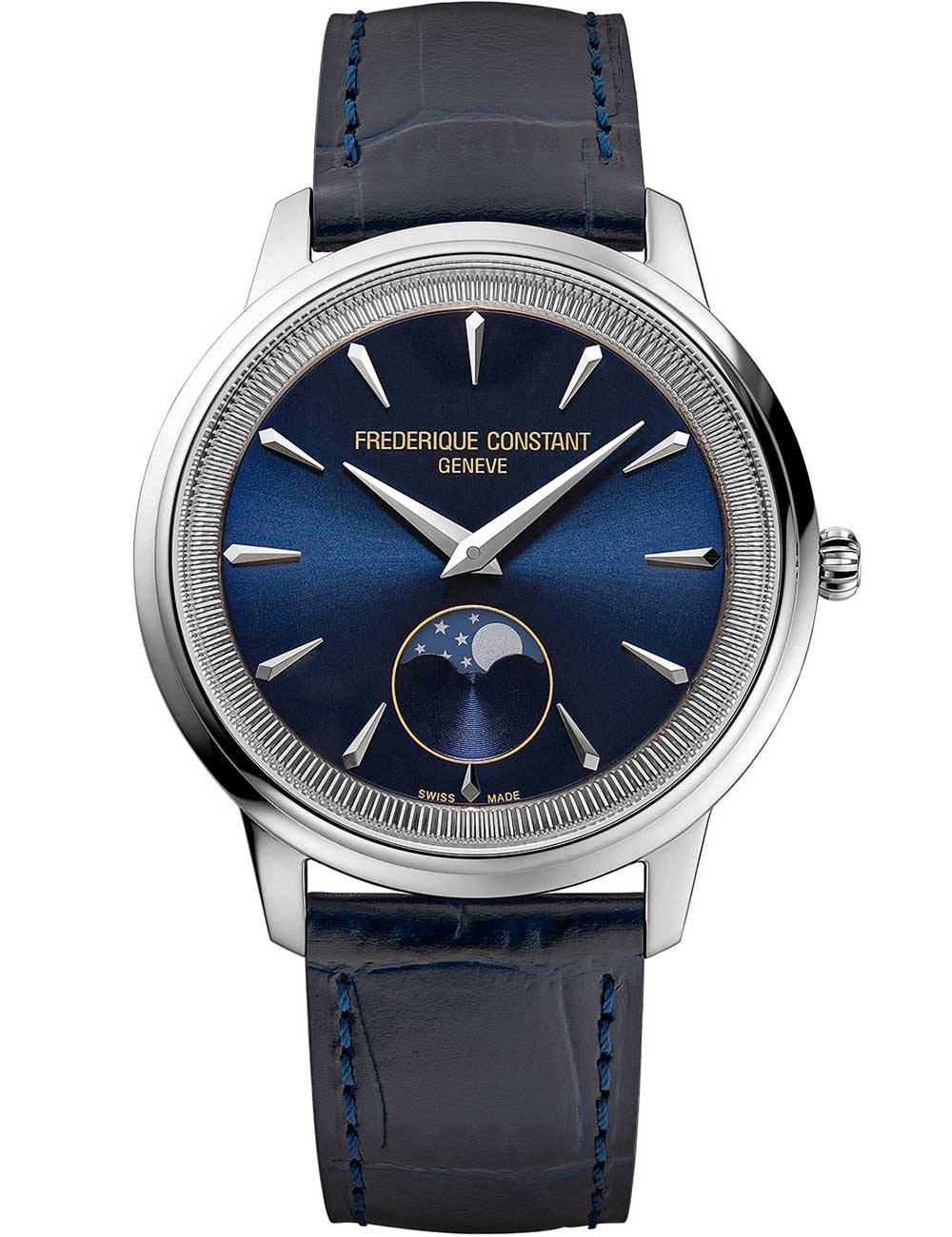 Frédérique Constant Moneta Moonphase Blau Unisex Armbanduhr FC-206N3S6