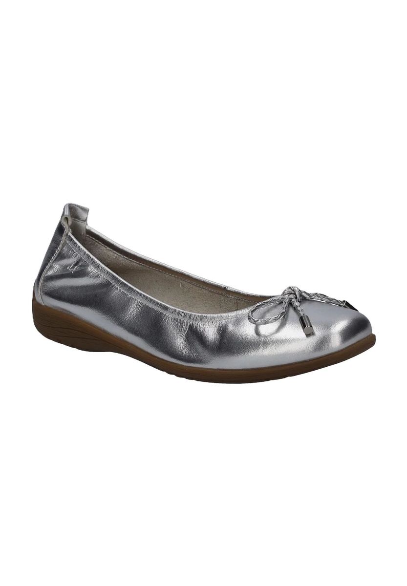Klassische silberne Ballerinas aus Leder