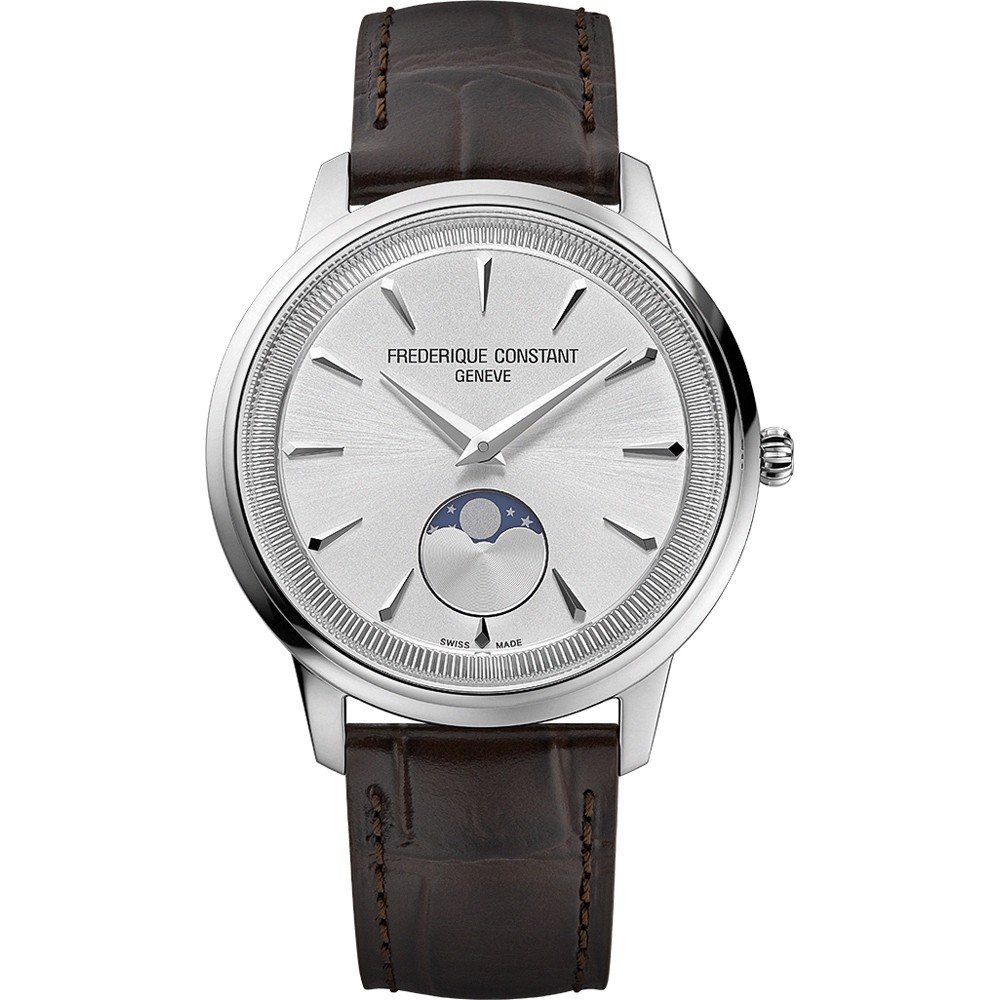Frédérique Constant Moneta Moonphase Braun Unisex Armbanduhr FC-206S3S6